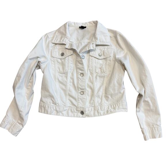 a.n.a. large distressed button front jean denim jacket C 2714 - Picture 11 of 11